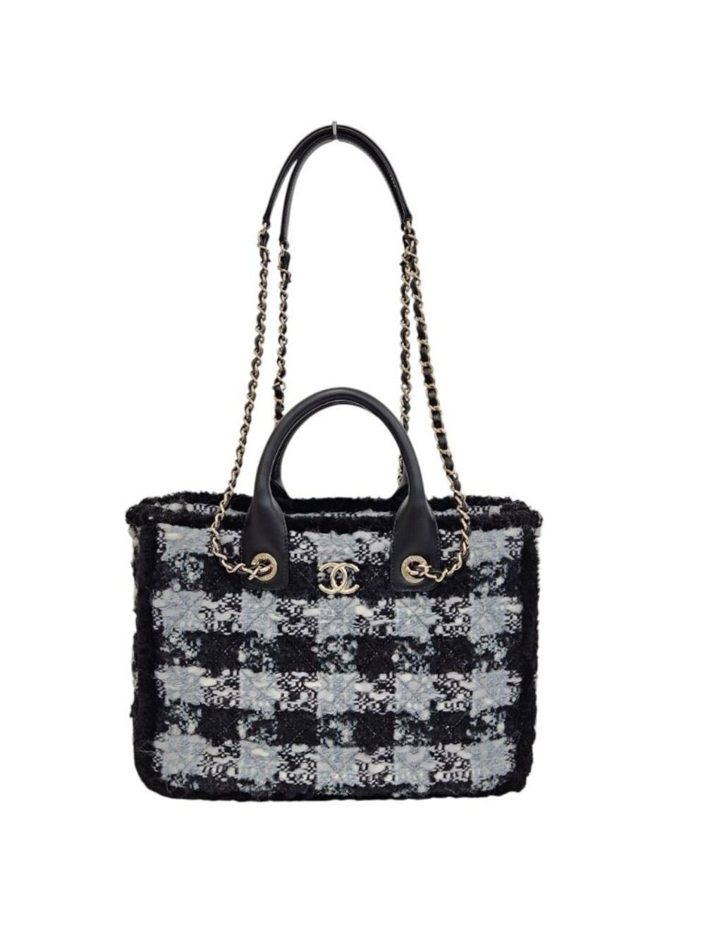 Chanel Coco Neige Collection Tweed Quilted Tote Black